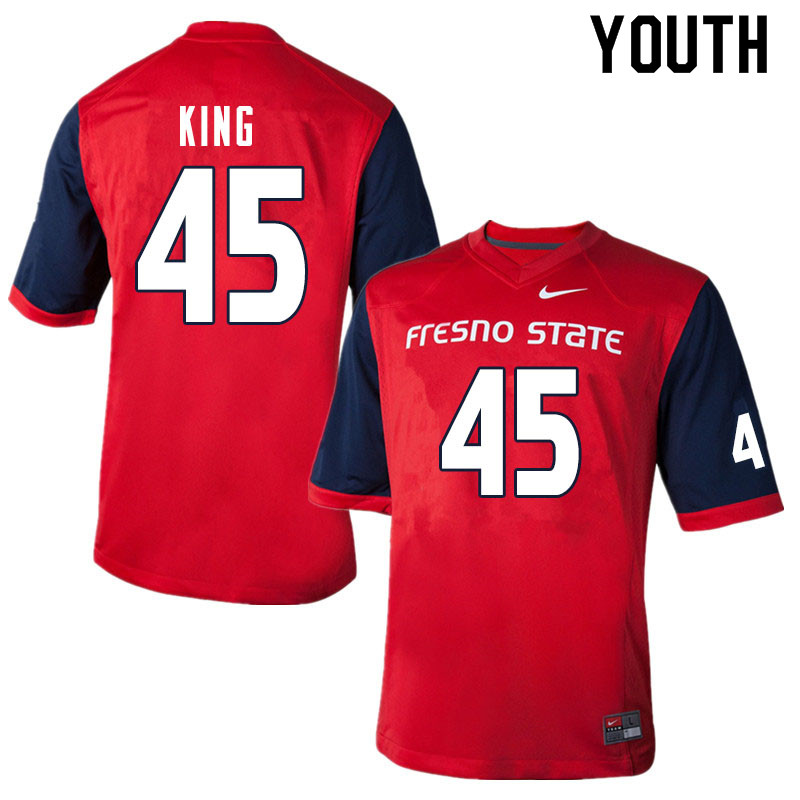 Youth #45 Carson King Fresno State Bulldogs College Football Jerseys Sale-Red